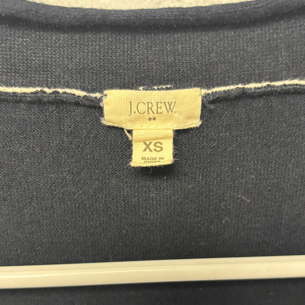 J. Crew Navy Blue W’s XS Cardigan with White Trim. 100% Cotton. Gently Used. - Picture 4 of 10